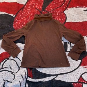 VTG 70s SEARS BROWN ZIP BACK LONG SLEEVE TURTLENECK SHIRT SIZE 10